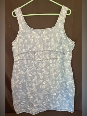 Sleeveless Denim Butterfly Tank Dress in Light Blue sz xxl (19) no boundaries